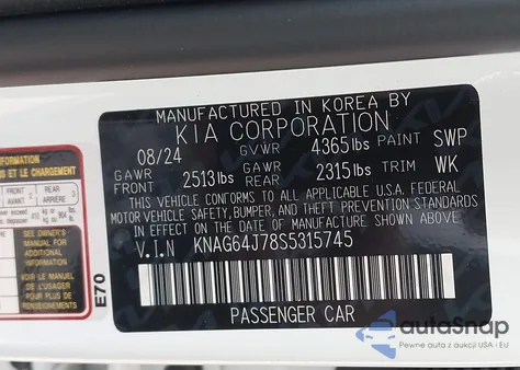 2025 Kia K5 Gt-Line from USA, damaged, VIN KNAG64J78S5315745